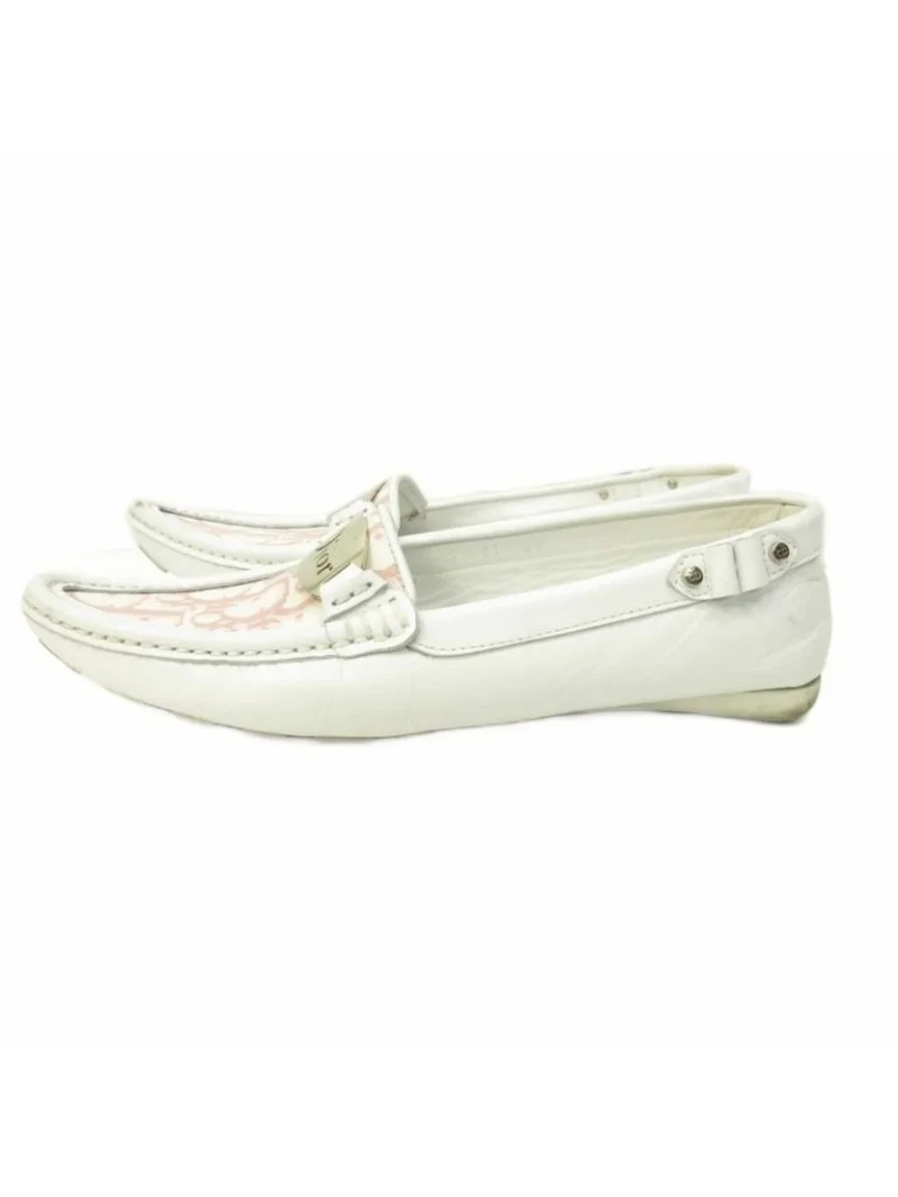 Dior Trotter Loafers Driving Shoes Leather White 35.5 - Picture 2 of 7